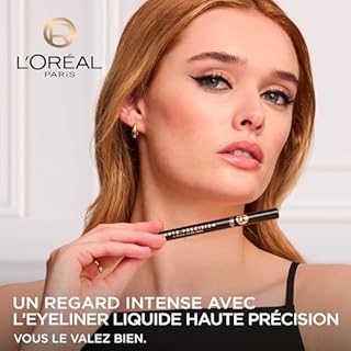 L'Oréal Paris - Eyeliner Feutre - Longue Tenue 24 Heures - Pointe Feutre Souple - Couleurs Intenses et Vibrantes - Waterproof - Application et Tracé Précis - Haute Precision - Teinte : Noir Silk