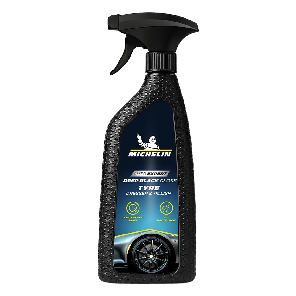 Michelin Tyre Dresser & Polish 500ml | Deep Black Gloss for Tyres & Plastic Parts with UV-Protection | Restores Faded Surfaces & Prevents Premature Ageing | Long-Lasting Non-Greasy Shine