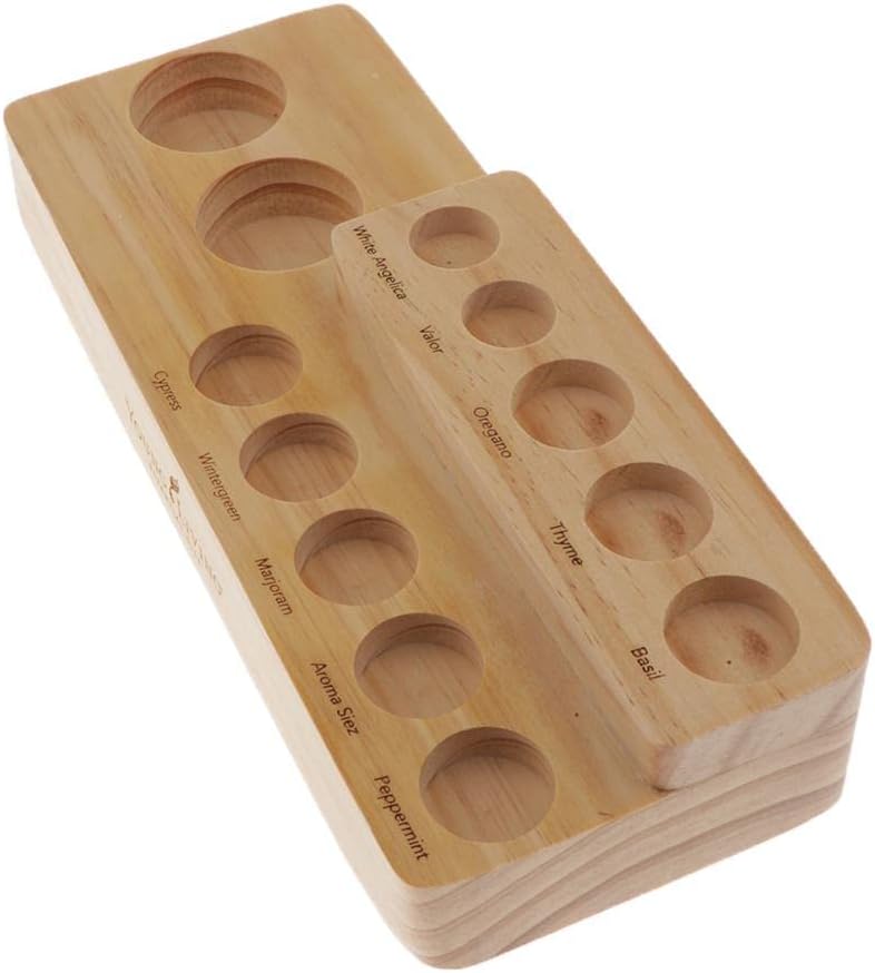 barenx 2 Layer Wood Storage Rack Essential Oil Holder Makeup Holds Up to 12 Bottles