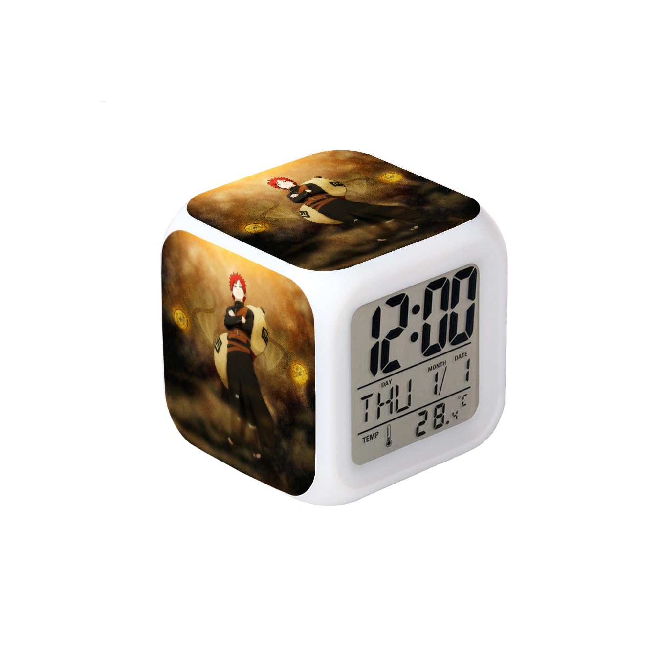 BoWay3＂Desk & Shelf Clock Ninja Gaara Black Digital Alarm Clock with Led Lights Plastic Table Clock for Kids Teenagers Adults Home/Office Decor