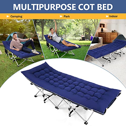 Nictemaw Folding Camping Cot, Portable Camping Cot For Adults, 900Lbs Heavy Duty Sleeping Cots With Carry Bag, Double Layer Oxford Portable Travel Camp Cots For Outdoor Camp Beach Home Office Nap #TOP6