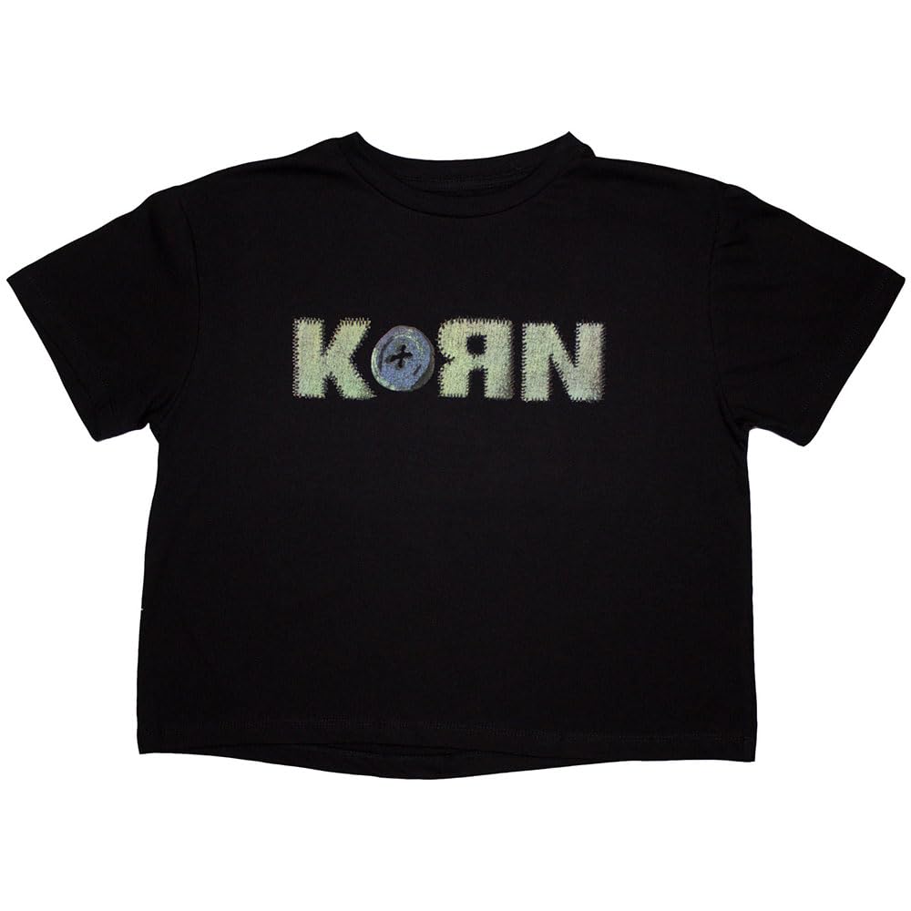 Rock Off officially licensed products Korn Doll Issues Band Logo Crop Top S Black