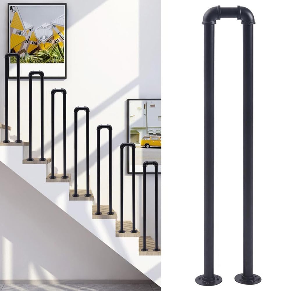 Rambarde d'escalier en U tube galvanisé et fer forgé noir