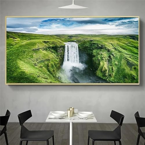 Toile cascade forêt pour habiller un mur vide, affiche esthétique nature 60x120 sans cadre