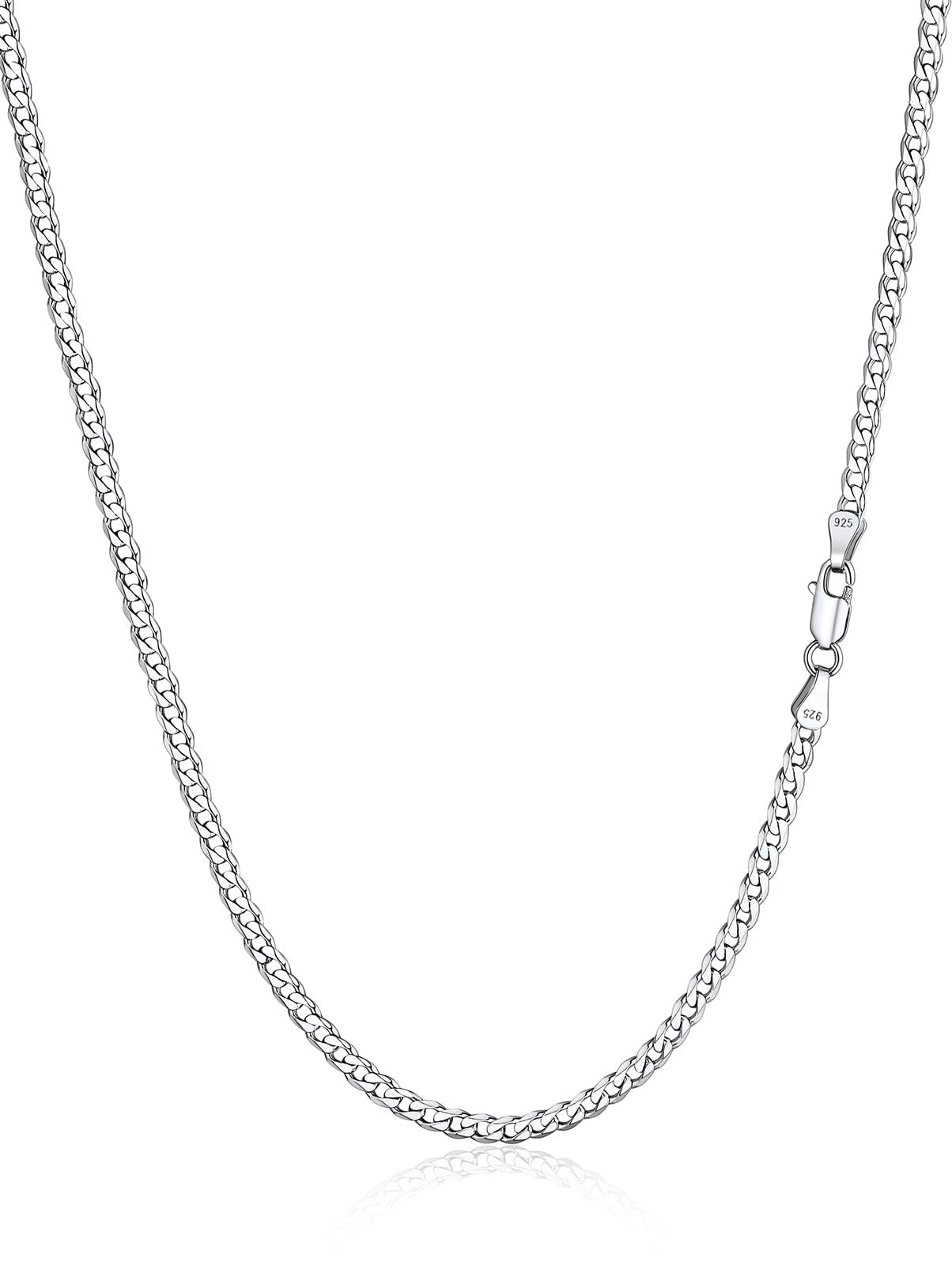 S925 Sterling Silver Chain, 3mm/5mm Hypoallergenic Sturdy Cuban Curb Chain Necklace Hip Hop Jewellery for Men Women Boy