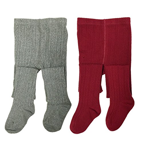 Bowbear 2-Pair Girls Fancy Knit Cotton Tights