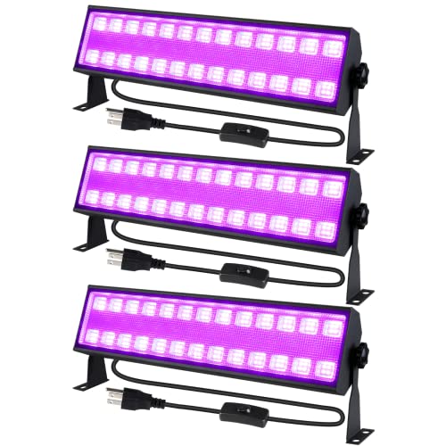 3 Pack Upgraded 100W Black Light Bar, Blacklight Flood Light with 104 LEDs Plug+Switch+5ft Power Cord, 385-400nm Light Up 1400 sq.ft, for Glow Fluorescent Party Stage Lighting Body Paint Poster 3 Pack Upgraded 100W Black Light Bar, Blacklight Flood Light with 104 LEDs Plug+Switch+5ft Power Cord, 385-400nm Light Up 1400 sq.ft, for Glow Fluorescent Party Stage Lighting Body Paint Poster