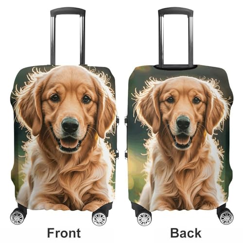Golden Retrievers Luggage Cover, Washable Elastic Suitcase Cover Protector Fit 18-32 Inch Luggage3