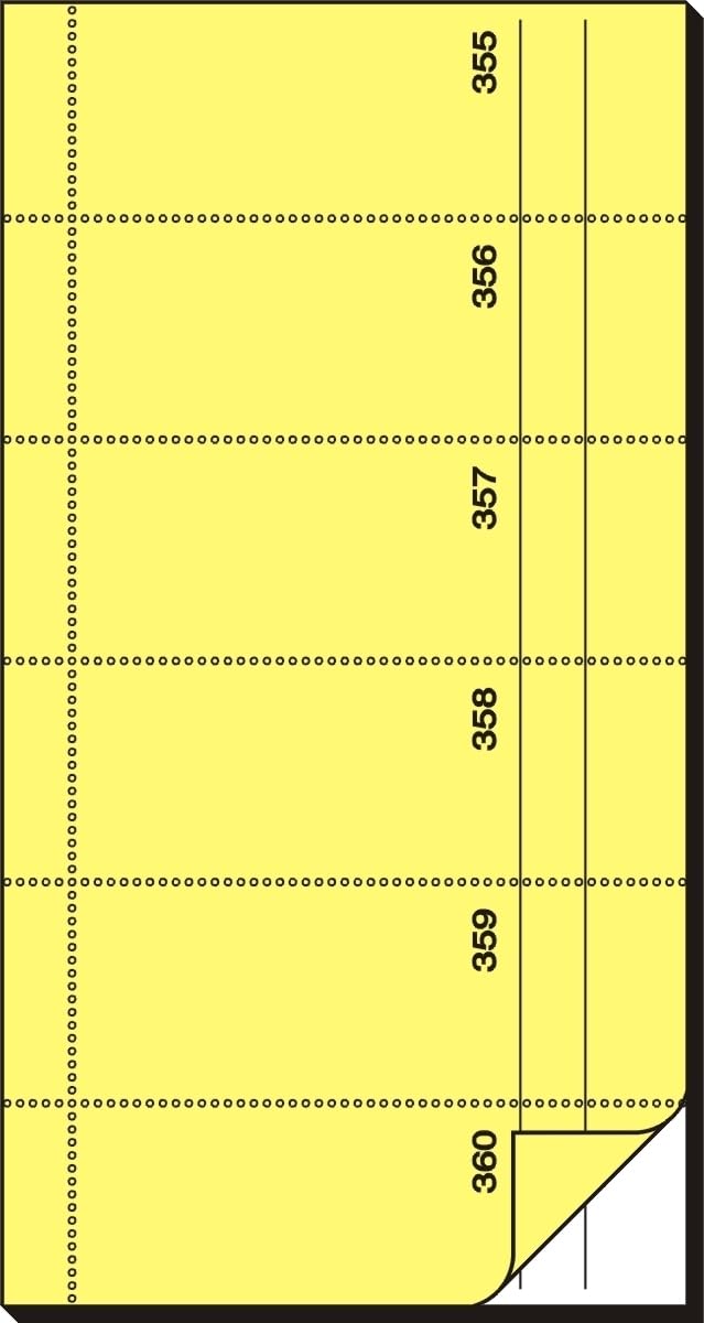 Sigel 5 x Bonbuch 360 Abrisse 105x200mm 65g/qm gelb selbstdurchschreibend 2x60 Blatt