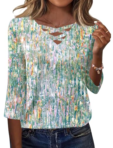 Rapbin 3/4 Length Sleeve Womens Tops V Neck Shirts for Women Womens Business Casual Tops Womens Clothes Trendy 2026 L