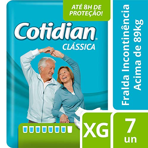 Fraldas para adultos Cotidian Clássica Unissex - Incontinência Intensa, 7 unidades, Tamanho XG, Cint