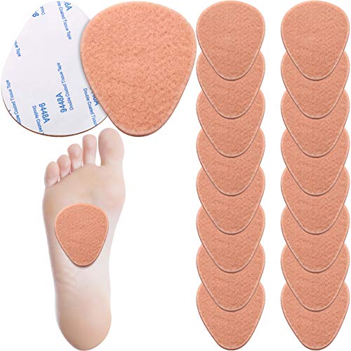 20 Pieces Metatarsal Felt Pads Foot Insert Pads Ball of Cushion for Pain Relief Forefoot and Sole Adhesive Foam Accessories for Men and Women 1/4 Inch Thick(Nude Color)
