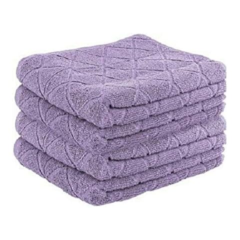 Selected New Luxuries 600gsm Egyptian Cotton 4Pack Soft GEO Triangle Geometric Absorbent Towels Set (Lavender Lilac, 4 x Hand Towels 50 x 80 cm) Cover