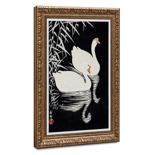 Impression sur toile oies japonaises Ohara Koson cadre bois mural