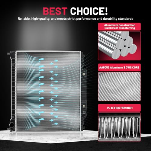 Image of BDFHYK 1725 Aluminum Radiator for Ford F-250 F-350 1995-1997, CU1725, 26mm Core, Direct Fit Replacement, OE F5TH8005C5 F6TH8005AB F7TH8005CA