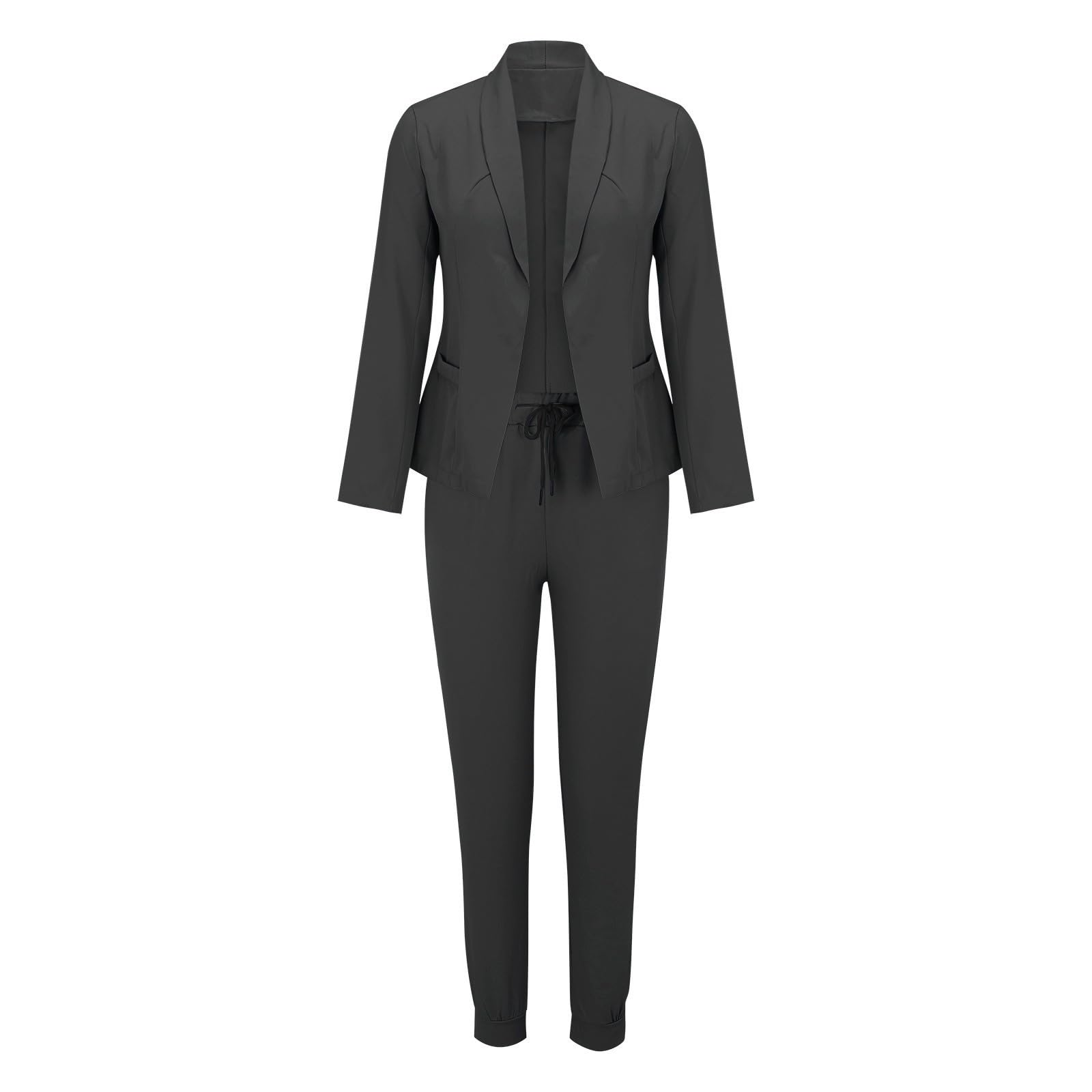 Zweiteiler Damen Zwei Anzug Set Langarm Jacke Hosenanzug Schlanke Hosenjacke Elegant Sommer Festliche Oberteile Für Große Größen Outfit Weites Bein Mit Blazer Hochzeitsgast Sets