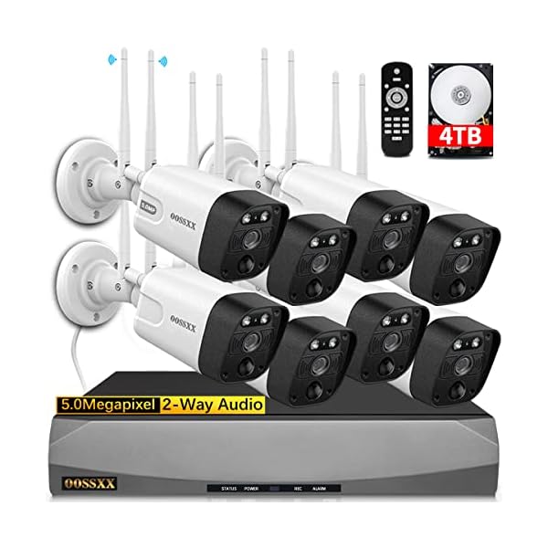 (2-Way Audio & PIR Detection) Dual Antennas Outdoor Wireless Security Camera System 5.5MP Wi-Fi Video Surveillance
