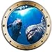 PPA DESIGN Sticker Trompe l'oeil Hublot Dauphins Vue sous Marine - SATOHU261 (30x30cm)