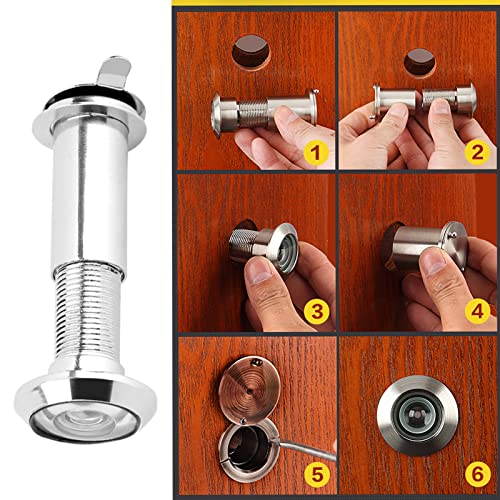 WGFOIP 220 Degree Wide Angle Door Viewer, Polished Chrome Door Spy Hole Peephole with Privacy Cover for Front Door Safety - Image 4