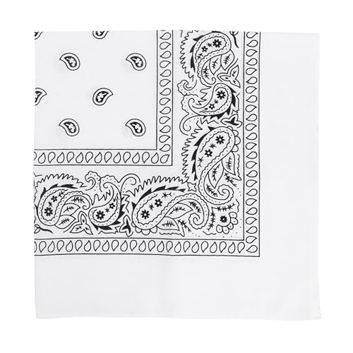 Motique Accessories 22 Inch Cotton Paisley Bandana - White