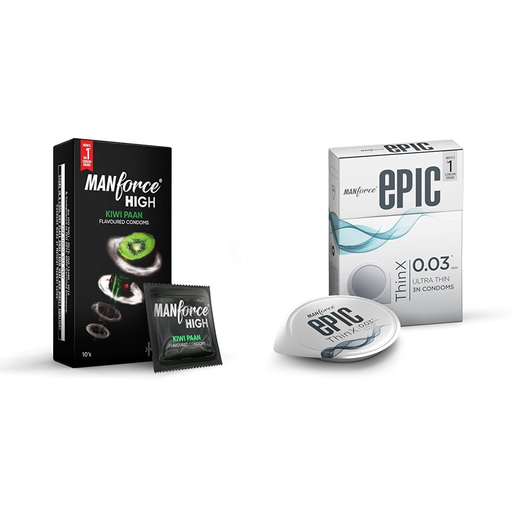 Manforce High Kiwi Paan Flavoured Condoms for Men | 10 pcs | Ultra Thin Condom | Lubricated Latex | Manforce Epic Thinx Ultra Thin Condoms for Men - 3 count| 0.03mm| Vegan| No Harsh Chemicals| Easy-picture-24