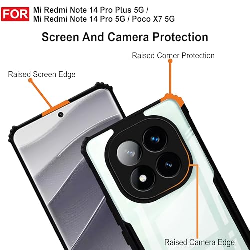 Image of Zapcase Back Case Cover for Mi Redmi Note 14 Pro Plus 5G | Compatible for Mi Redmi Note 14 Pro Plus 5G Back Cover | Clear Case with Camera Protection | (TPU + PC | Matte Black)