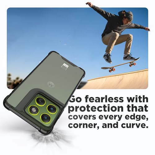 Image of RIGGEAR Shockproof Clear Hybrid Airbag Armor Back Cover Case Compatible with Motorola Moto Edge 70 5G (Clear-Black TPU Bumper with Transparent PC)
