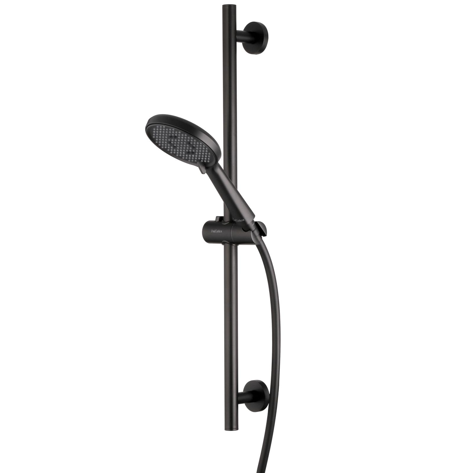 Barra de Ducha con Rociador de Mano y Manguera, Acero Inoxidable, Negro Mate, Distancia entre Orificios 60 cm, Manguera 150 cm