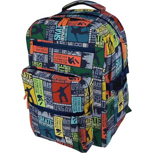 Grafoplas - Mochila Escolar Ergonómica Colección Bits&Bobs, 32x46x24cm, 31L, Espalda y Asas Acolchadas, Diseño Skate, 3 Compartimentos, Espacio para Portátil, Modelo BigPack