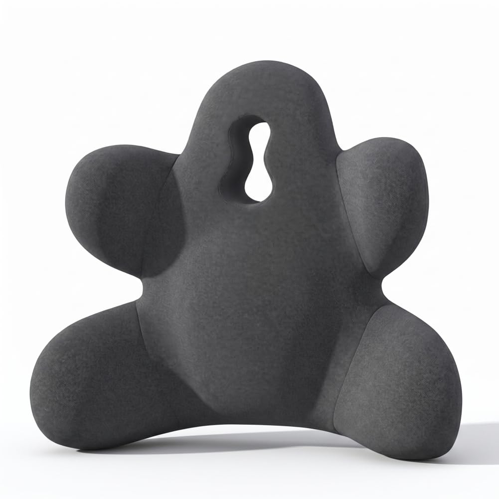 Yeaxxsqy Lumbar Support For Office Chair: Lumbar Support Pillow for Office Chair, Ergonomic Back Cushion with W-shaped Curve, Memory Foam for Car & Sofa - Dark Gray