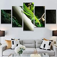 SIGNWIN 5 Panel Canvas Wall Art Alligators Closeup Dramatic Expressionism Hallway Minimalist Multicolor for Home Decorations Ready to Hang - 60