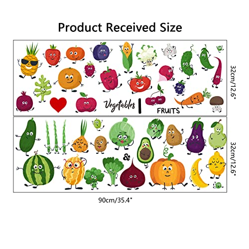 Cute Cartoon Fruit Vegetables Wall Decals, Kitchen Food Wall Sticker, Peel And Stick Removable, Wall Art Decoration For Kitchen Cabinet Locker Window Sticker Fruit Restaurant Refrigerator Dining Room Kids Room Wall Decor #TOP5