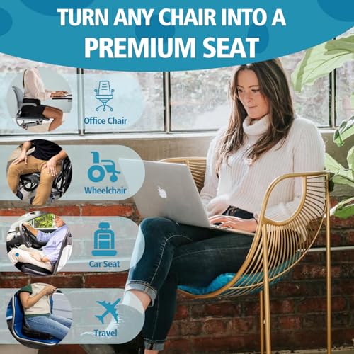 Image of Seat Cushion, 1.8 inch Double Thick Cooling Egg Gel Seat Cushions for Long Sitting, Strong Support, Sciatica & Back Pain Relief, Breathable Cool Suitable as Office Chair, Car Seat, Wheelchair Cushion