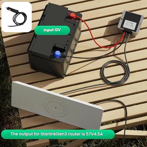 12V（10-36V ） to 57V 4.5A DC Boost Adapter with Power Cord & Cigarette Lighter Plug - Compatible with Starlink Gen 3 Router -Power Boost Converter Input 10-36V for Lithium Battery/Car Charging2