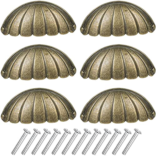 Lot de 6 poignées d'armoire en coquille vintage pour relooker vos meubles de cuisine
