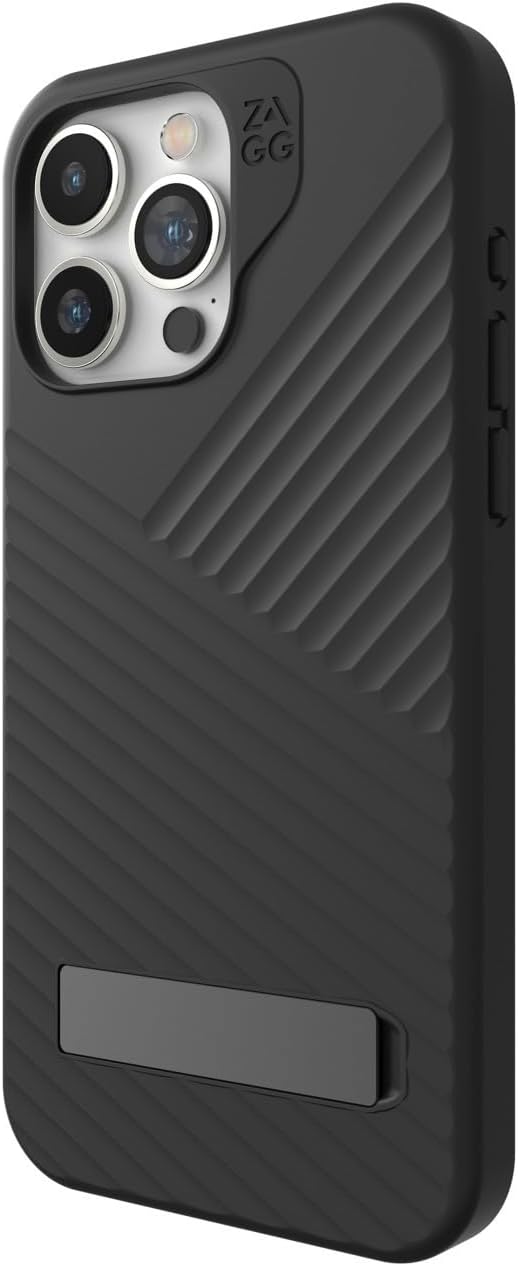 ZAGG Denali Snap iPhone 15 Pro Case with Kickstand for Phone - Drop Protection (16ft/5m), Dual Layer Textured Cell Phone Case for iPhone 15, No-Slip Design, MagSafe Phone Case Black