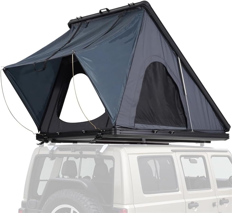 Hard Shell Roof Top Tent for Jeep SUV Van, Aluminum Shell, 2.3m Telescopic Ladder, 70.2kg (155lbs) Tent with 420D Oxford Rainfly, Waterproof Rating 2000mm