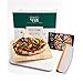 DOLCE MARE Juego de piedra para pizza, pala de madera & cortador para pizza - Piedra de cordierita de alta calidad para horno y parrilla - Piedra para hornear pizza crujiente al estilo italiano