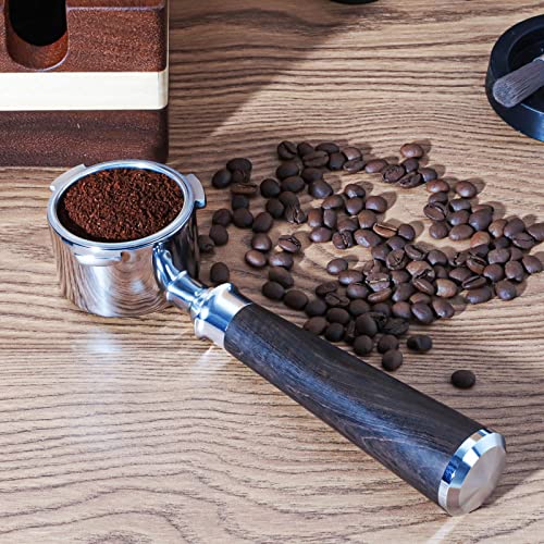 Image of 51mm Bottomless Portafilter 3 Ears, YMWVH Professional Espresso Portafilter 51mm for De-longhi EC680, EC685 & EC885 Espresso Machine, Stainless Steel Basket and Blackwood Handle