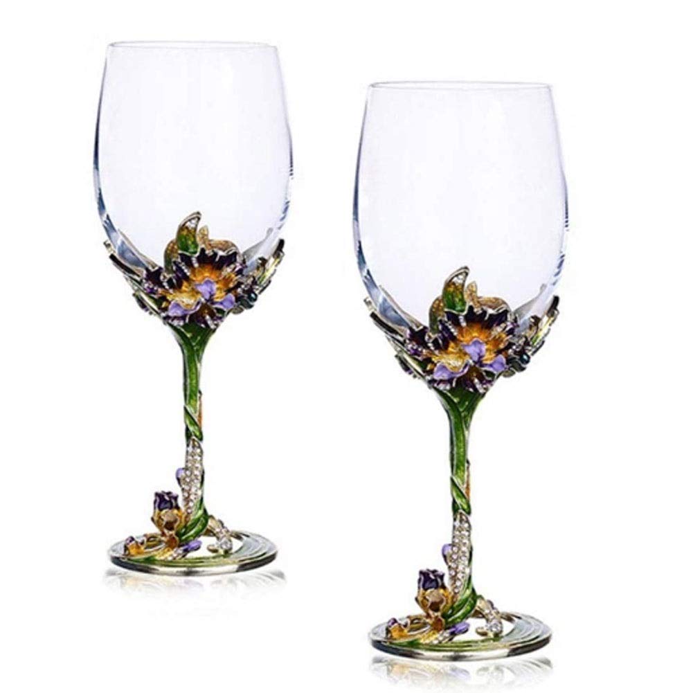 Verre à Whisky Ensemble de Verres à Whisky Ensemble de 2 Verres à Whisky en Verre à Vin Rouge Grands Verres à Vin - 350 ML - Parfait for Les Anniversaires et Les Mariages, Cadeaux de Vin(Green)