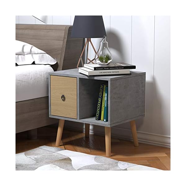 WOLTU Bedside Table with 1 Drawer and 1 Open Compartment Side Table Nightstand Bedroom Bedside Unit Cabinet 48x40x50cm TSR72 - Image 4