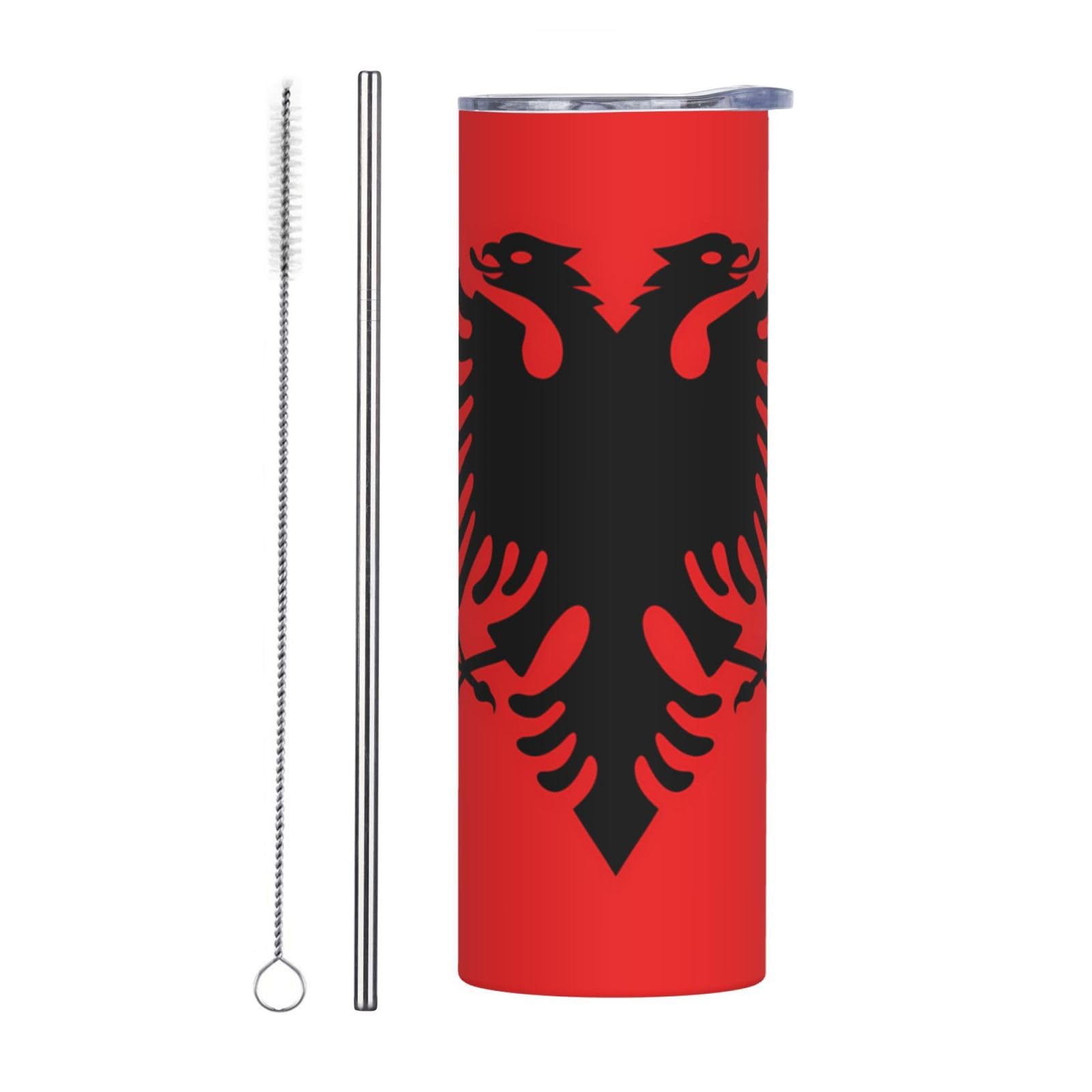 Tasse en acier inoxydable pour voiture et bureau motif Albanie