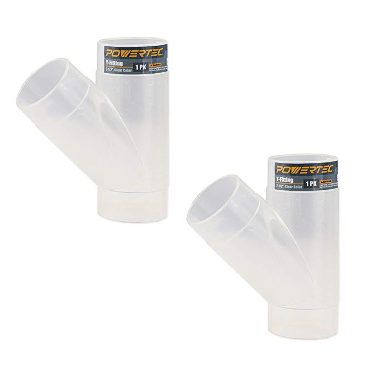 POWERTEC 2-1/2 Inch Clear Y-Fitting Dust Collection Hose Connector, 2 Pack (70228-P2)