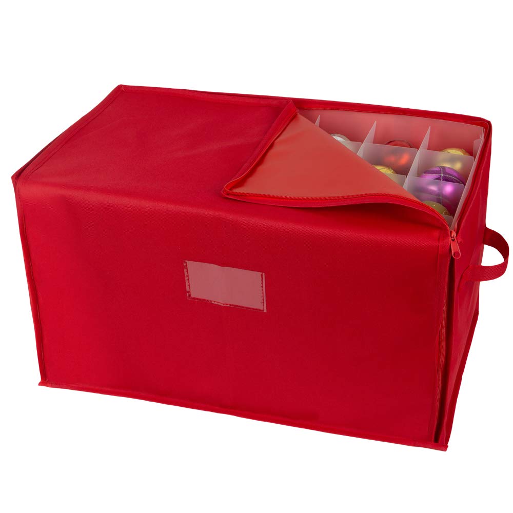 Simplify112 Count Ornament Storage Organizer| DIMENSIONS: 20.7" x 11.8" x 11.8 | Removable Trays | Fits 112 Ornaments | Red | Stackable | Easy to Carry | Zipper Closure | Christmas Organization