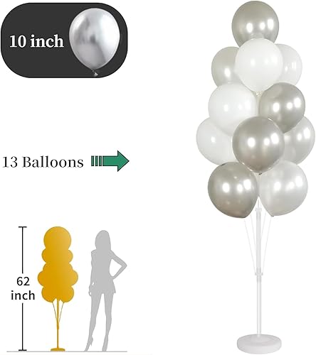 Miniatura 57 de Kit de columna de globos para piso, juego de 2, decoración de fondo de torre de globos con soporte, base y poste para bodas, baby shower, fiesta