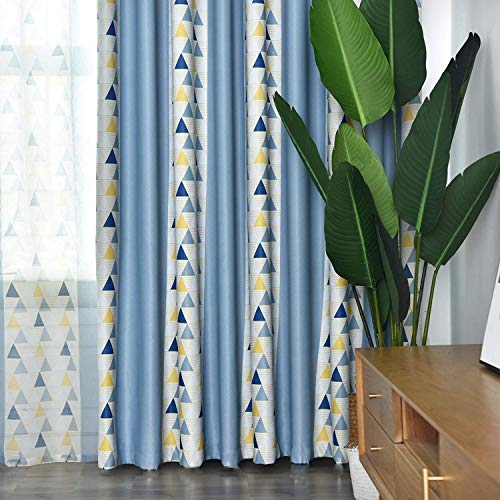 Rideaux occultants super doux bleus à plis géométriques design - 4