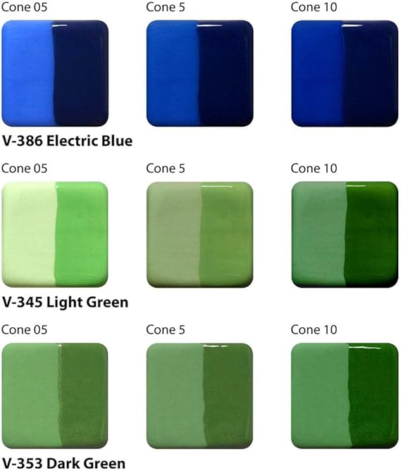 AMACO Velvet Underglazes 12-Count Set No. 4, 12 Assorted Colors in 2 oz. (59 mL) Jars, Cone 05-10 (V) Intermixable Liquid Ceramic Pottery Underglazes for Bisque and Wet/Unfired Clay
