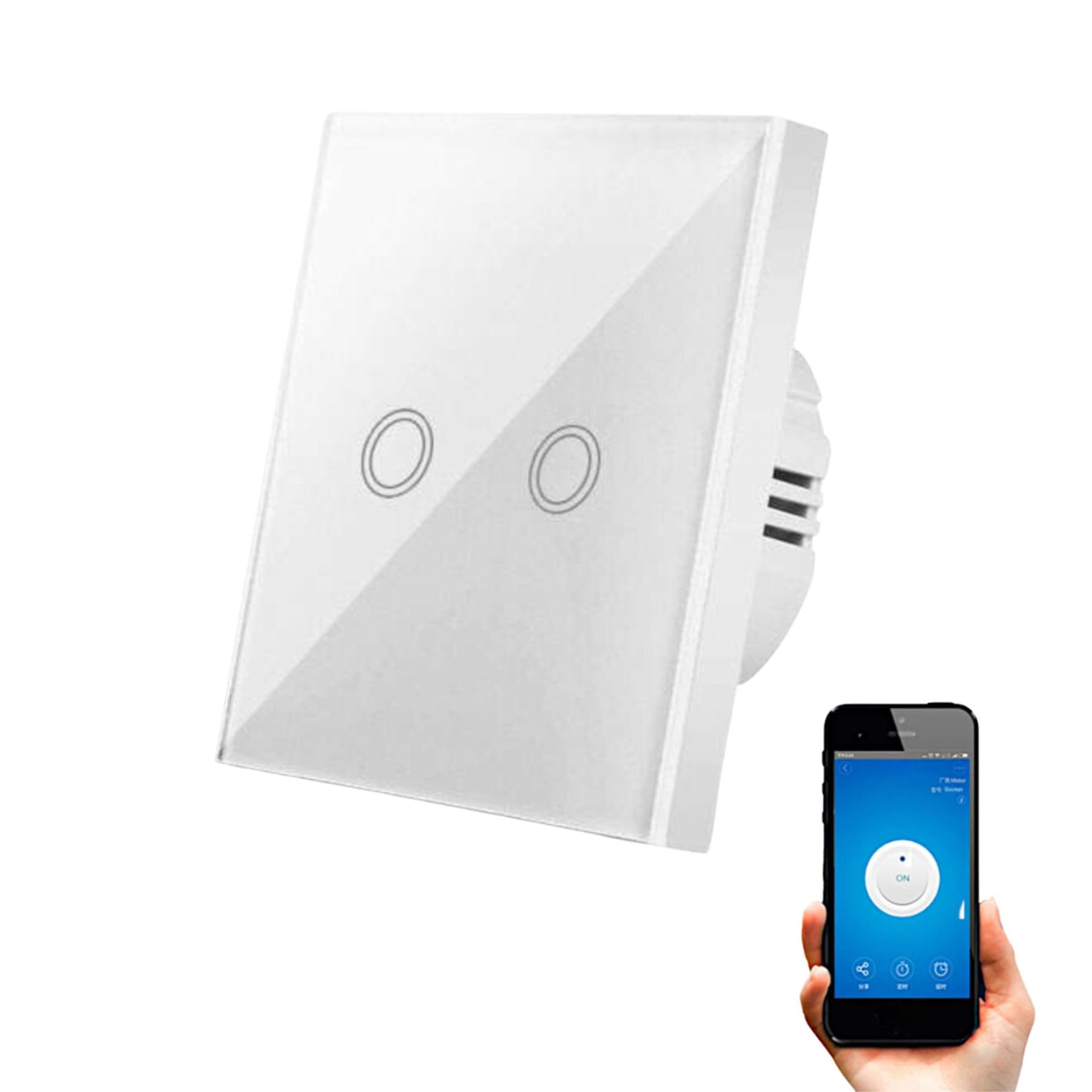 Interruptor WiFi Táctil Inteligente de Pared compatible con Alexa, Google Home y Smart Life, iOS y Android, Programable, No Necesita Neutro – Smartfy (Doble)