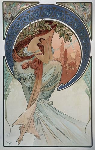 Pintura mural en lienzo de Alphonse Mucha, ilustración Art Nouveau de alta calidad 60x90cm