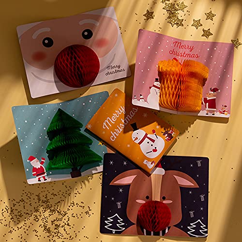 Christmas Cards Pack 6PCS, 3D Pop Up Christmas Card with Envelope, Funny Kids Greeting Cards Gifts, Luxury Gift Card - Image 3